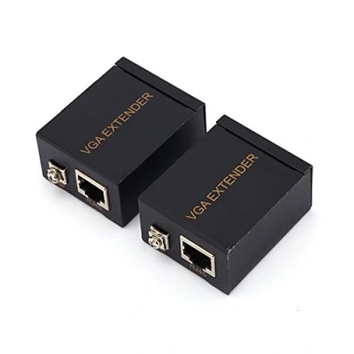 Image de Plyisty Extendeur VGA, Adaptateur de répéteur d&#039;extension VGA RJ45 60 m / 200 pi sur Ethernet CAT 5/6 (émetteur et récepteur)