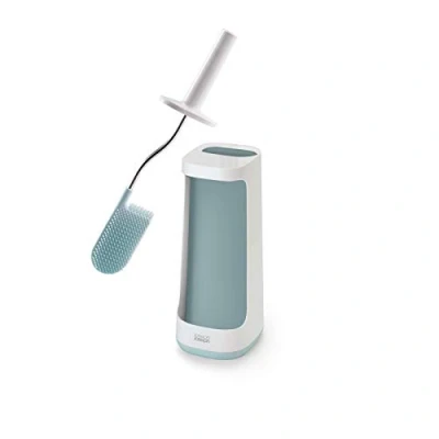 Image de Joseph Flex Plus Brosse Toilette WC Avec panier de rangement, Balayette Souple et Résistante, tête flexible, anti goutte, bouchage, nettoyage en profondeur Blanc/Bleu, Grand