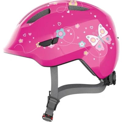 Image de ABUS Casque pour enfants Smiley 3.0 de vélo avec ajustement profond, designs adaptés aux &amp; place une tresse filles et garçons Rose motif princesse, taille S