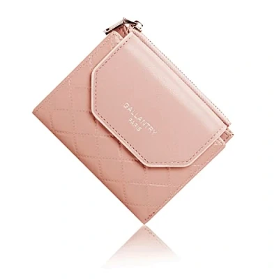 Image de Gallantry Portefeuille Femme Petit Format Matelassé Souple Porte Monnaie Carte Tout en Un Bi pli Similicuir Carreaux Fermeture Éclaire Magnétique Vieux Rose