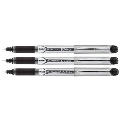 Image de Pilot V5 Lot de 3 Grip Roller à encre liquide Pointe tubulaire Noir (Import Royaume Uni)