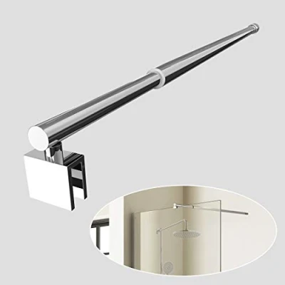 Image de EMKE Barre de support télescopique réglable 700 mm à 1200 en acier inoxydable chromé forme ronde pour cabine douche l&#039;italienne, convient une épaisseur verre 8 10