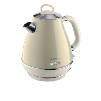 Image de Ariete Bouilloire Vintage 2869, Électrique avec Niveau D&#039;Eau Visible, Base Sans Fil 360, Arrêt Automatique, Filtre à Thé, Capacité 1,7 L, Acier Inoxydable, 2000W, Beige