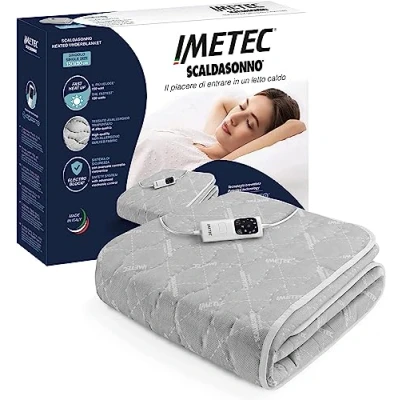 Image de Imetec Surmatelas Chauffant Adapto Chauffe Lit Double, 150 x 80 cm Chauffage Rapide, Température Constante Personnalisée, Tissu Matelassé Hypoallergénique 6 Températures Fabriqué en Italie