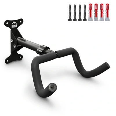 Image de Borgen Support mural pour vélo I angle et distance du mur réglables, pliable, VTT, de route rembourrage extra souple