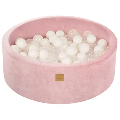 Image de Piscine à Balles Ronde MeowBaby® Velours, Rose Poudré