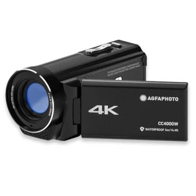 Image de AgfaPhoto Realimove CC4000W Caméscope Étanche 4K avec Écran Tactile 3.0&#039;&#039;, Zoom Numérique 18x, Vidéo 2.7K, Photo 24MP, Télécommande, LED, Batterie Lithium Noir