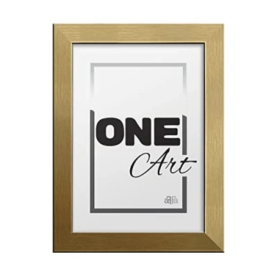 Image de aFFa frames, Hekla, Cadre photo MDF, facile à nettoyer, rectangle, avec façade en verre acrylique, doré, A4, 21x29,7 cm
