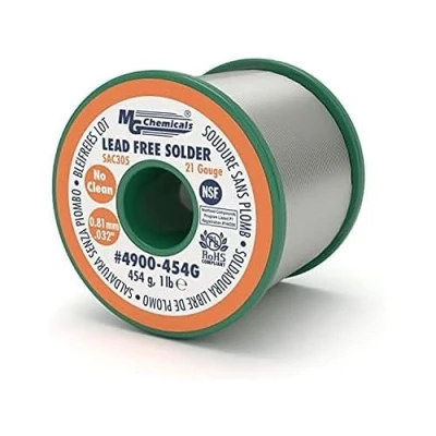 Image de MG Chemicals 4900 SAC305, 96,3% d&#039;étain, 0,7% de cuivre et 3% d&#039;argent, Unleaded, 0,81 mm / 0,032 &quot;Dia. 227 grammes