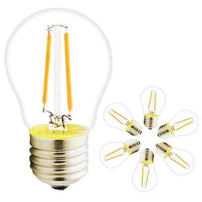Image de Lot de 6 ampoules à filament LED E27 180 lm 220 V Blanc chaud 2 W (20 Equivalent) Intensité non variable 2200 K Angle d&#039;éclairage 360