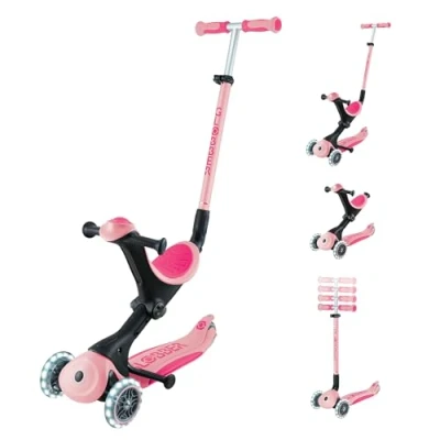 Image de Globber GOUP Deluxe Lights Trottinette évolutive 3 Roues avec siège, pour Les Enfants de 15 Mois à 6 Ans, Rose