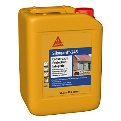 Image de SIKA Protection hydrofuge tout en 1 Sikagard 245 Conservado Intégrale Imperméabilisant &amp; anti tache Toute surface, façade, toiture, terrasse, sols Invisible 5L = env 10 à 50m²