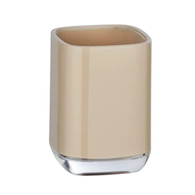 Image de WENKO Gobelet Masone Sable Porte Brosse à Dents pour la et pâte Dentifrice, Polystyrène, 7.5 x 10.5 cm, Beige