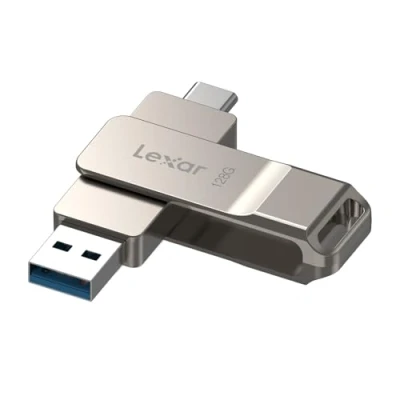 Image de Lexar D40E 128 Go Double Clé USB 3.2 Gen 1 Type C Jump Drive, Flash Drive Boîtier métallique Pivotant Conception (LJDD40E128G BNSNG)