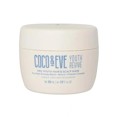 Image de Masque pour Cheveux et Cuir Chevelu Coco &amp; Eve Pro Youth. Anti Âge. Force, Brillance Volume. Régule les Pellicules. Miel, Rétinol Probiotiques. (212 ml)