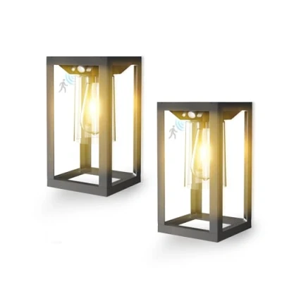 Image de Moman Lampe Solaire Extérieur, 2 Luminaires de Sécurité Extérieurs avec Détecteur Mouvement, 3 Modes d&#039;Eclairage, Etanche IP64 Applique Murale pour Porche, Cour et Garage
