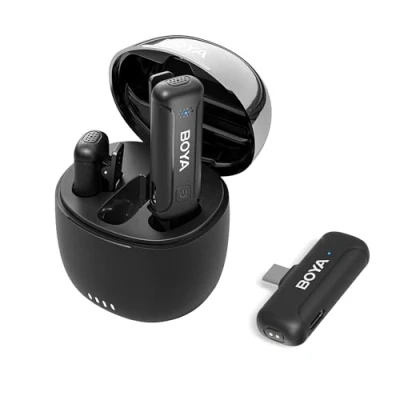 Image de Boya Micro Cravate sans Fil pour Android, Microphone USB C Antibruit avec Étui de Chargement et Transmission 100m Smartphone/Ordinateur Portable Android BY WM3T U2