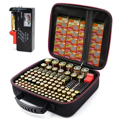 Image de Battery Buddy Étui de rangement avec testeur (BT168) pour 126 piles différentes tailles AAA AA C D 9 V Lithium 3 Boîtier rigide (piles non incluses)