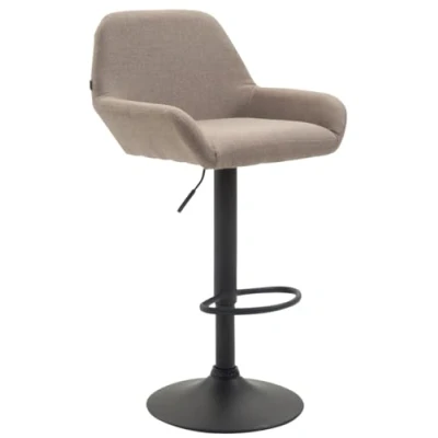 Image de CLP Tabouret De Bar Design Braga Tissu I Réglable en Hauteur Et Pivotant Chaise avec Dossier Repose Pied Ergonomique Siège Pivotant, Couleur:Taupe, Couleur du Cadre:Noir