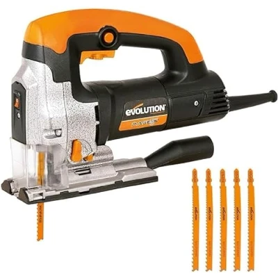 Image de Evolution Power Tools Rage 7 S Scie sauteuse polyvalente Coupe le bois, l’acier, plastique et plus encore 5 lames incluses, 710 W