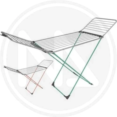 Image de GIMI Borealis Étendoir à Linge en Aluminium, Pieds avec Peinture colorée Effet pailleté Rose/Vert, Roues et Bloc Ailes, 20 m d&#039;étendage, Made in Italy. Dimensions Ouvert (LxPxH):