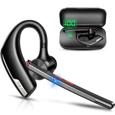 Image de New bee Casque Mains Libres V5.2 Oreillette Bluetooth Headset d&#039;affaires sans Fil avec Microphone Double Annulation De Bruit Enc Ultra Léger pour iOS et Android