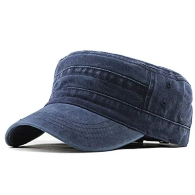 Image de Classique Premium Casquette Armée Style Militaire Chapeau Hommes Bas Profil Été 100% Coton Réglable Fiddler Plaine Plat De Baseball Rétro Pe