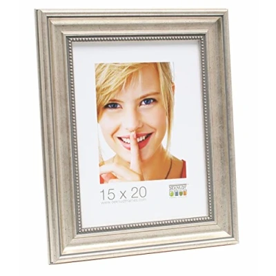 Image de Deknudt Frames S45HD1 Cadre Photo avec Filet Résine Argenté/Perlé 30 x 40 cm