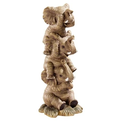 Image de Design Toscano Éléphants Maléfiques Empilés Sourd, Muet, Aveugle Statue de Collection, 25.5 cm, polyrésine, palette complète couleur