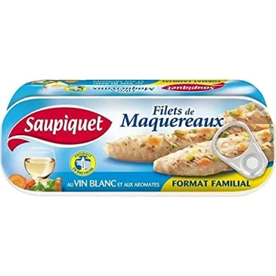 Image de Saupiquet Filets de Maquereaux au Vin Blanc et aux Aromates Format Familial 235g (lot 5)