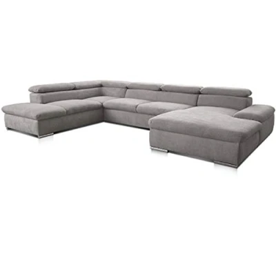 Image de Cavadore 5900984024892 Alkatraz Canapé d&#039;angle en Tissu (90% Polyester, 10% PA), Gris Clair, avec Bett