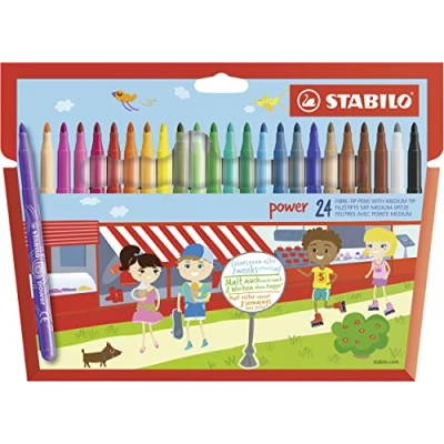 Image de Feutre de coloriage STABILO power Étui carton x 24 feutres pointe moyenne Coloris assortis