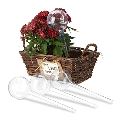 Image de Relaxdays Globes d’arrosage en Plastique, Lot de 24, Distributeur Eau Plantes, 2 semaines, Pot Fleurs, 250 ML, Transparent