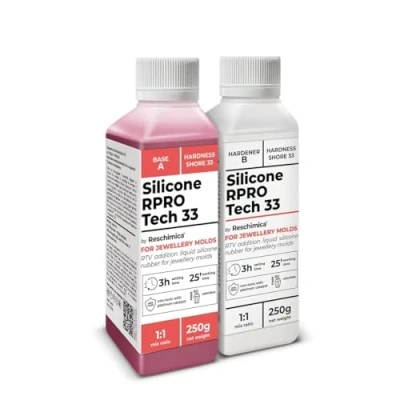 Image de Caoutchouc de Silicone Rouge Liquide pour Moulage 1:1 R Pro Tech 33, 100% sûr et non Toxique avec catalyseur au Platine (500 GR)
