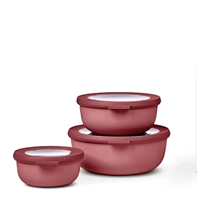 Image de Mepal Ensemble de 3 Bols Multifonctions Cirqula Rond Boîtes Conservation Alimentaire avec Couvercle Convient pour le Réfrigérateur, Micro ondes &amp; Congélateur 350, 750, 1250 ml Vivid mauve