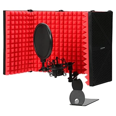 Image de Bouclier D&#039;isolation de Microphone, Pliable avec Support Fileté pour Micro, Mousse Absorbante Haute Densité, Masque Protection Micro Portable, Accessoires Microphone L&#039;enregistrement V