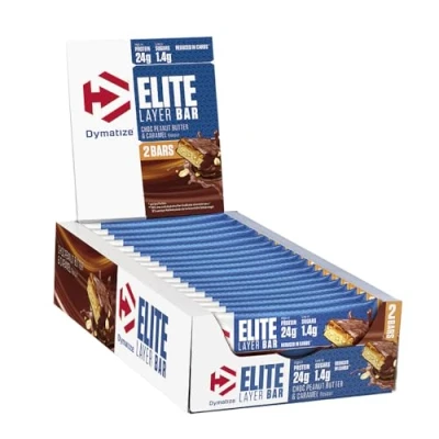 Image de Dymatize Elite Layer Bar Peanut Butter &amp; Caramel 18x(2x30g) Barre hyperprotéinée
