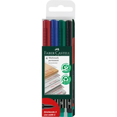 Image de Faber Castell 152304 Feutre multiusage MULTIMARK permanent S, étui de 4