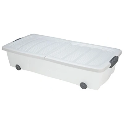 Image de Spetebo Boîte de rangement sous le lit à roulettes 80 x 40 17 cm / l Couleur : blanc