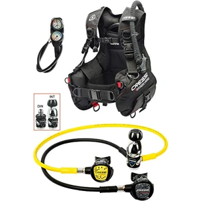 Image de Cressi Start Pro Scuba Set Int plongée Mixte Adulte, Noir/Argent/Gelb, S