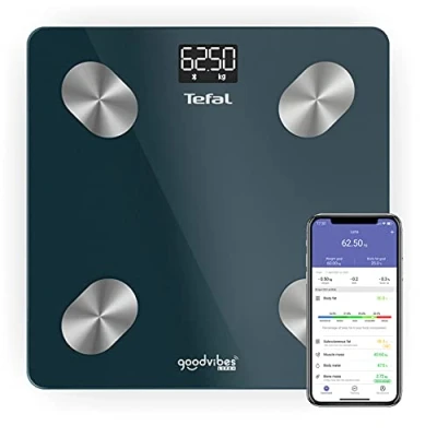 Image de Tefal Balance connectée, 10 indicateurs corporels, Application Utilisation simple, Nombre illimité d&#039;utilisateurs, Capacité 180 kg, Graduation 100 g, Goodvibes Life+ BM9620S1