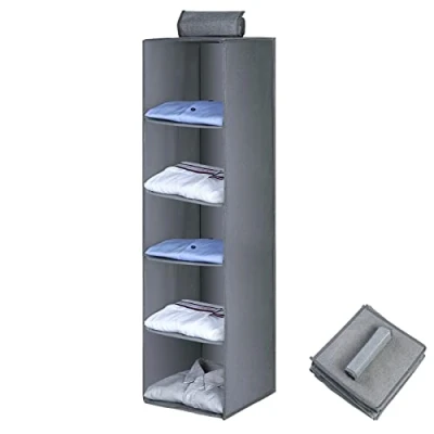 Image de AiQInu Étagère de penderie à Suspendre, Organisateur Placard Rangement Suspendu avec 5 Compartiments, Pliable et Gain Place Système