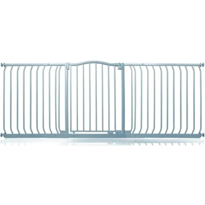 Image de Safetots Barrière de Sécurité Supérieure avec Sommet Courbé, 188cm 197cm, Gris Mat, à Pression pour Escaliers, Bébés Portes, Couloirs et Espaces