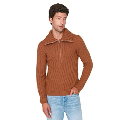 Image de Trendyol Pull Slim uni à col roulé Maillot de survêtement, Camel, M Homme