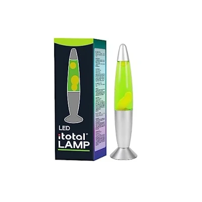 Image de I TOTAL® Lampe à lave LED avec résistance chauffe cire, sans ampoule (VERT, BASE ARGENT, CIRE BLANCHE)