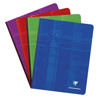 Image de Clairefontaine 9740C Un Cahier Brochure Dos Toilé 17x22 cm 192 Pages Unies Blanches Papier 90 g Couverture Carte Pelliculée Couleur Aléatoire