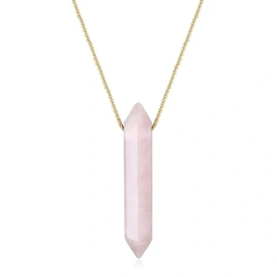 Image de COAI Collier Long Pendentif Colonne Hexagonale Pierre Quartz Rose Femme