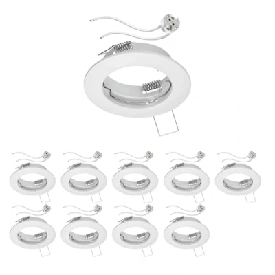 Image de ledscom.de 10 pièces cadre d&#039;encastrement pour plafond FERE blanc mat (LED/halogène/MR16/50mm) incl. douille GU5.3