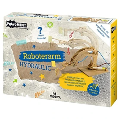 Image de moses PhänoMINT Robot Jouet d&#039;expérimentation pour Enfants, kit de modélisme avec Bras préhension hydraulique, à Construire soi même Les Petits chercheurs, 30328, Bois, Centre