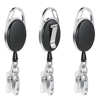 Image de Vicloon Porte Badge, 3Pcs Clés Retractable, 68.5cm Clef Retractable Enrouleur avec Ressort Renforcé et Cordon Résistant Pour Badge de Carte D&#039;Identité, Bureau, école, (Noir)